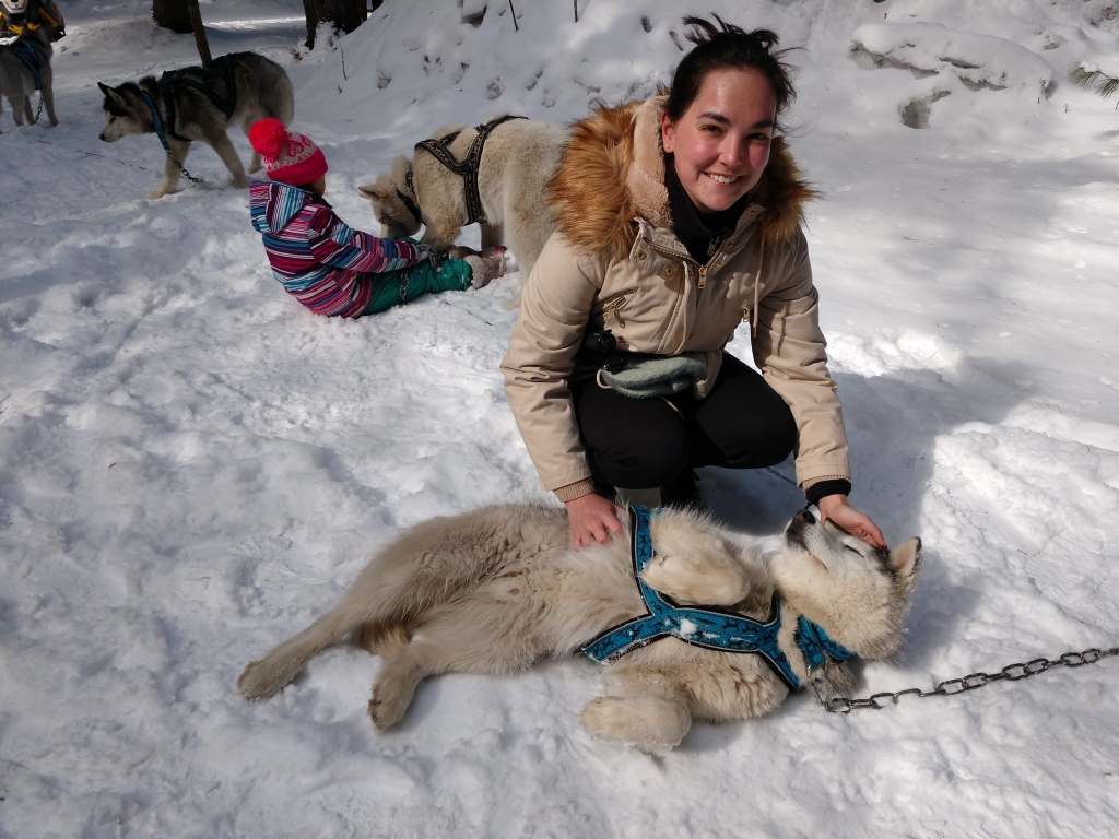 Caroline with a Siberian Husky in Siberia